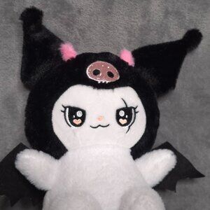 Kuromi Bat Plush Doll By Lissidoll 9 in Soft White Black Stuffed Toy